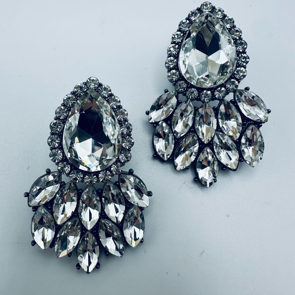 Elegant Silver Crystal & Rhinestone Drop Earrings